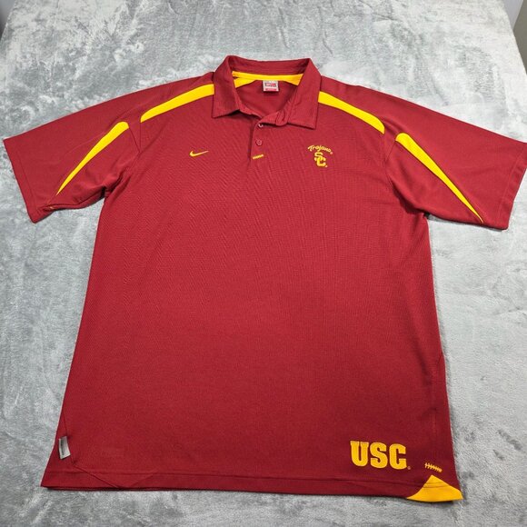 Vintage USC Trojans Polo Mens XXL Red Gold Nike College Football Shirt - Picture 1 of 14